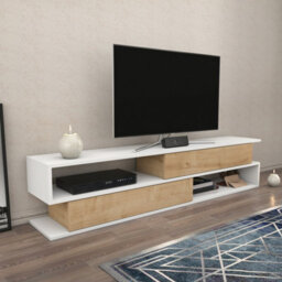 Decorotika Cortez Tv Stand Tv Unit For Tv's Up To 72 Inch White And Oak - thumbnail 2