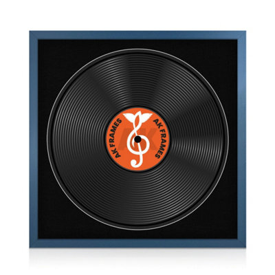 "16X16"" Navy Blue Sleek Vinyl Record Frame With Black Mount For 12 Inch Lp Disc - Ak Frames" - image 1