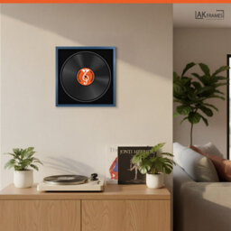 "16X16"" Navy Blue Sleek Vinyl Record Frame With Black Mount For 12 Inch Lp Disc - Ak Frames" - thumbnail 5