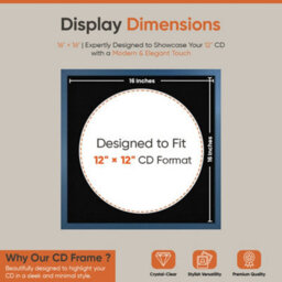 "16X16"" Navy Blue Sleek Vinyl Record Frame With Black Mount For 12 Inch Lp Disc - Ak Frames" - thumbnail 2