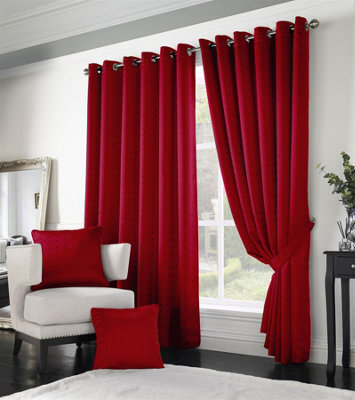 Luxury Living Adiso Eyelet Ring Top Curtains Red - image 1