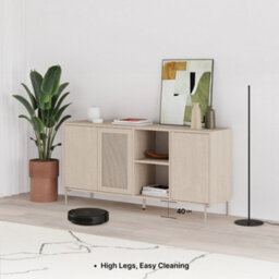 Decortie Elegant 164Cm Sideboard Cabinet With 3 Soft-Close Doors, 2 Open Shelves, Laser-Cut Pattern Door, Metal Legs, Sonoma Oak - thumbnail 9