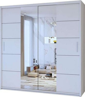Sliding Wardrobes 4 u LTD Sliding Wardrobes 4U Eddin Modern Sliding Mirror Door Wardrobe In White, Black & Grey Colors - White (W)1500mm, (H)2170mm - image 1
