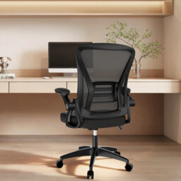 Onemill Ergonomic Swivel Mid Back Office Chair With Adjustable Height And Flip-Up Armrest - Black - thumbnail 8