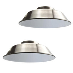 2Set Satin Nickel Metal Ceiling Light Shade 22Cm Easy Fit Pendant Lamp For Bedroom, Hallway & Cafe