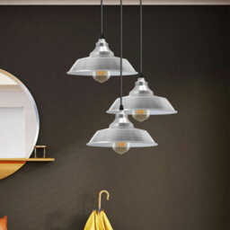 2Set Satin Nickel Metal Ceiling Light Shade 22Cm Easy Fit Pendant Lamp For Bedroom, Hallway & Cafe - thumbnail 6