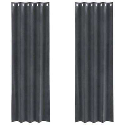 Berkfield Modern Blackout Curtains With Eyelets 2 Pcs Light Grey Velvet - image 1
