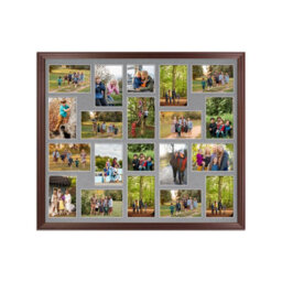 AK Frames 80X70Cm Rose Wood Classic Multi Photo Frame With Mid Grey Mount - Holds 20 Apertures (18X) 6X4, (2X) 4X4 Photos - thumbnail 1
