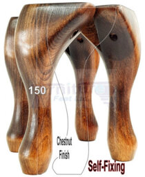 L&F Queen Anne Wooden Legs Chestnut Wash 150mm High Set Of 4 Replacement Furniture Feet Chairs Sofas Footstools (Self Fixed) - thumbnail 1