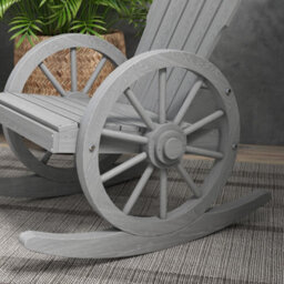 Outsunny Adirondack Rocking Chair Porch Garden Lounging, Grey - thumbnail 8