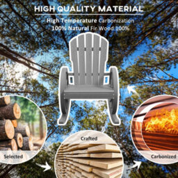 Outsunny Adirondack Rocking Chair Porch Garden Lounging, Grey - thumbnail 6