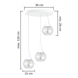 Luminosa Lighting Luminosa Lacrima Cluster Pendant Ceiling Light White Transparent Glass Shade 3X E27 - thumbnail 2