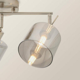 Valuelights Demi Brushed Chrome And Smoked Glass 3 Way Bar Ceiling Spotlight And Bulbs - thumbnail 3