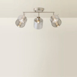 Valuelights Demi Brushed Chrome And Smoked Glass 3 Way Bar Ceiling Spotlight And Bulbs - thumbnail 6