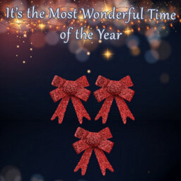 Tinsel Bows X 3 Christmas Decoration X 3 10Cm X 13Cm X 3Cm Red - thumbnail 3