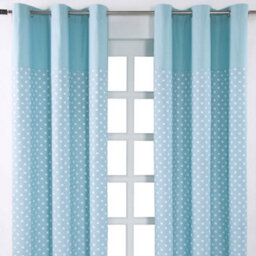 Homescapes Cotton Stars Blue Ready Made Eyelet Curtain Pair, 137 X 228 Cm Drop