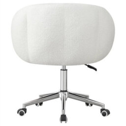 B White Home Office Desk Chair Makeup Vanity Chair Adjustable Accent Chair With Wheels - thumbnail 3