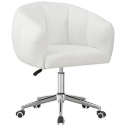 B White Home Office Desk Chair Makeup Vanity Chair Adjustable Accent Chair With Wheels - thumbnail 4