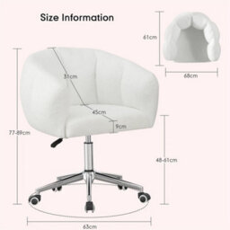 B White Home Office Desk Chair Makeup Vanity Chair Adjustable Accent Chair With Wheels - thumbnail 2
