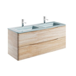 Plum&clay Eden Light Oak Wall Hung Vanity Unit With White Glass Basin (W)1200mm - thumbnail 4
