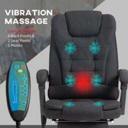 Heated Vibration Massage Office Chair With Footrest,black - thumbnail 5