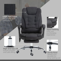 Heated Vibration Massage Office Chair With Footrest,black - thumbnail 7