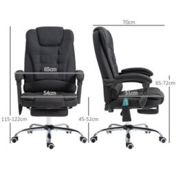 Heated Vibration Massage Office Chair With Footrest,black - thumbnail 2