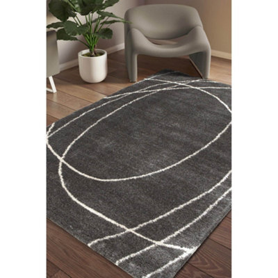 Melrose Squiggle Grey Coloured Large Area Indoor Rug 160/230Cm - image 1