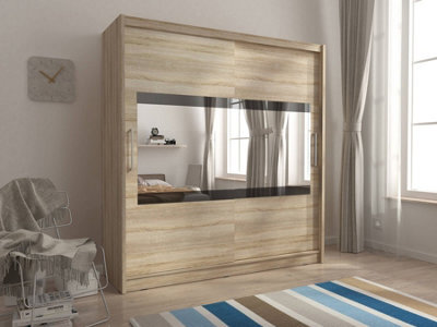 Arte Maja Iv Mirrored Sliding Door Wardrobe 200Cm In Oak Sonoma - image 1