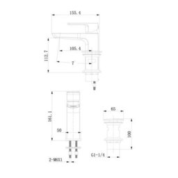 Plum&clay Denver Gloss White Freestanding Vanity Unit & Basin Set With Black Tap & Handles (W)615mm (H)850mm - thumbnail 9