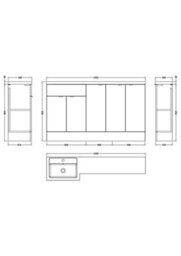 Hudson Reed Fusion 1500mm Left-Hand Vanity Unit & Basin - Anthracite Gloss And Matt - thumbnail 6