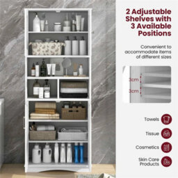 Tall Bathroom Cabinet Large Floor Storage Cabinet-White - thumbnail 3