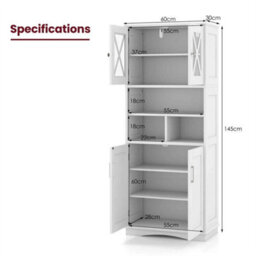 Tall Bathroom Cabinet Large Floor Storage Cabinet-White - thumbnail 6