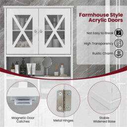 Tall Bathroom Cabinet Large Floor Storage Cabinet-White - thumbnail 5