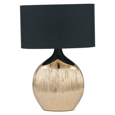 Pacific Lifestyle Gold Textured Ceramic Table Lamp With Black Shade - image 1