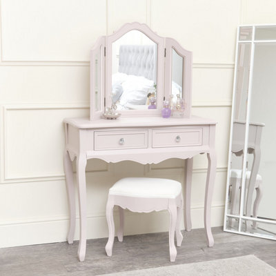 Melody Maison Pink Dressing Table, Mirror, Stool Set - Sophia Pink Range - image 1