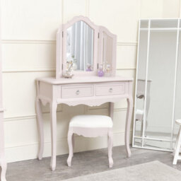 Melody Maison Pink Dressing Table, Mirror, Stool Set - Sophia Pink Range - thumbnail 3