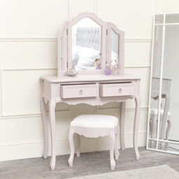 Melody Maison Pink Dressing Table, Mirror, Stool Set - Sophia Pink Range - thumbnail 4