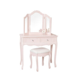 Melody Maison Pink Dressing Table, Mirror, Stool Set - Sophia Pink Range - thumbnail 8