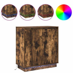 Berkfield Modern Sideboard With Led, Smoked Oak, 71X34.5X75 Cm, Engineered Wood - thumbnail 4