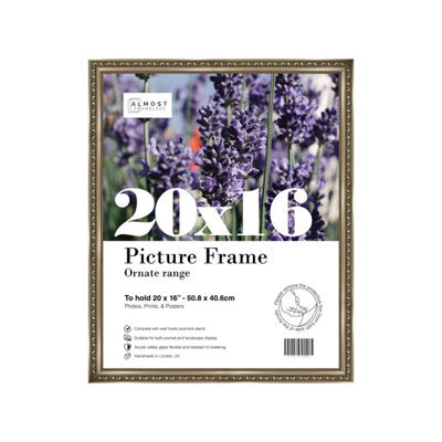 20X16 Gunmetal Ornate Picture Frame (40.6 X 50.8Cm) Poster, Photo, Artwork, Gallery Wall Or Print - image 1