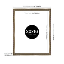 20X16 Gunmetal  Ornate Picture Frame (40.6 X 50.8Cm) Poster, Photo, Artwork, Gallery Wall Or Print - thumbnail 2