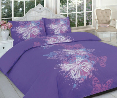 Homes & Linen Luxuries Design Butterfly Printed Duvet Cover + Pillow Case Bed Set All Sizes