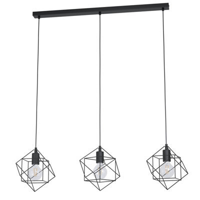Eglo Straiton Black Steel Modern Geometric 3 Light Pendant - image 1