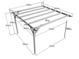 Arbor Garden Solutions Lean To Wooden Garden Pergola Kit - Longhorn Design Wall Mounted Gazebo, 1.8M X 4.8M (Rustic Brown Finish) - thumbnail 4