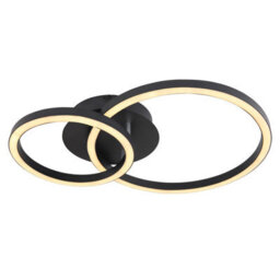 Luminosa Lighting Luminosa Reggy Twin Ring Integrated Led Semi Flush Ceiling Light Black 2X Led 3000K - thumbnail 3