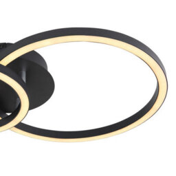 Luminosa Lighting Luminosa Reggy Twin Ring Integrated Led Semi Flush Ceiling Light Black 2X Led 3000K - thumbnail 5