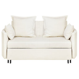 Beliani Sofa Bed 2 Seater Hovin Fabric Light Beige