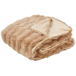 Beliani Blanket Salka Faux Fur 150 X 200 Cm Brown - thumbnail 1
