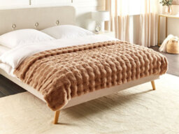 Beliani Blanket Salka Faux Fur 150 X 200 Cm Brown - thumbnail 2